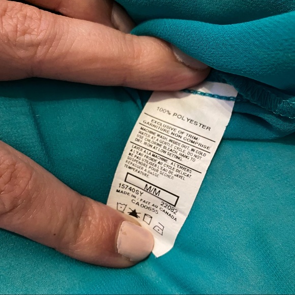 Teal chiffon blouse - Picture 3 of 5